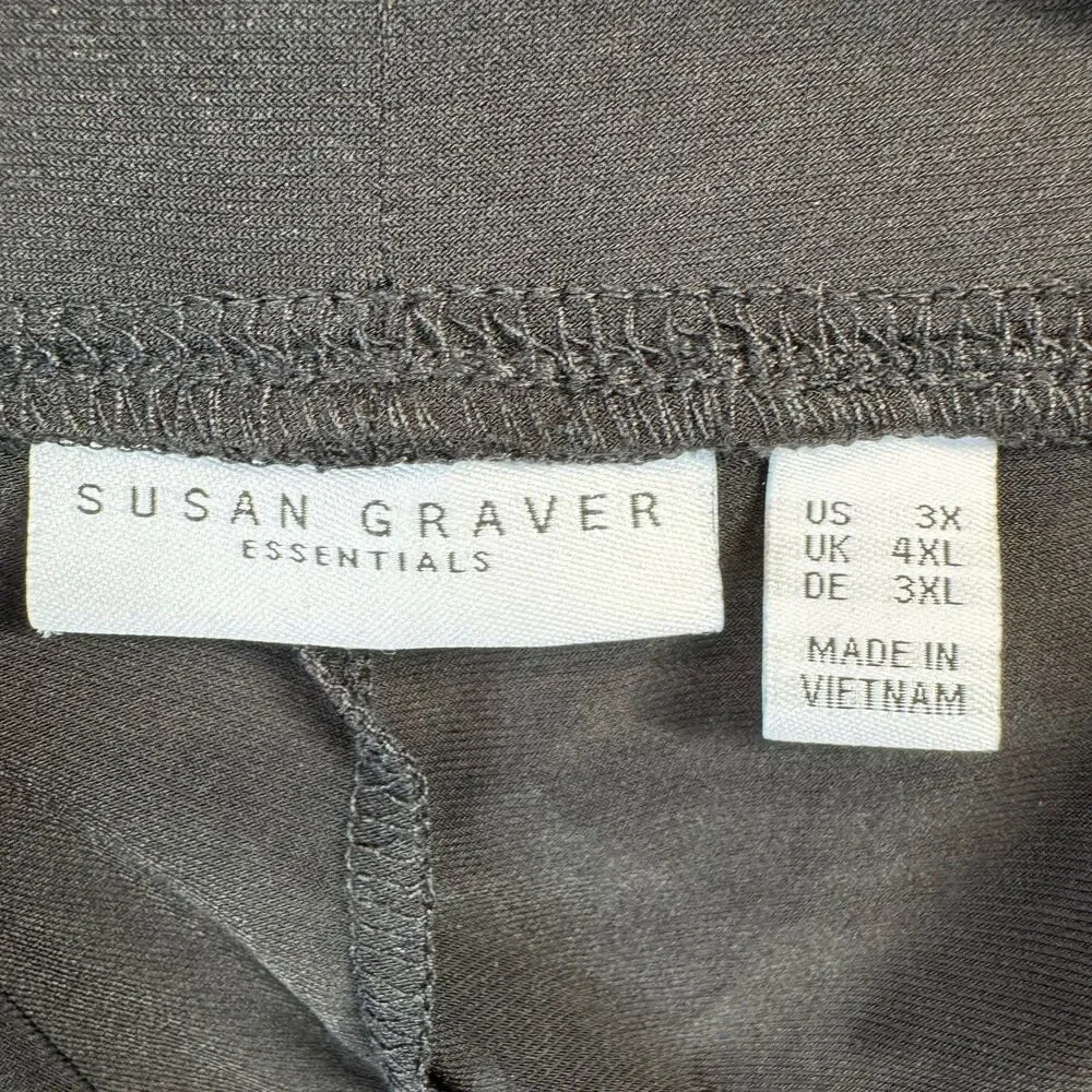 Susan Graver Pants Womens 3X Black Essentials Liquid Knit Crop Pull On Stretch